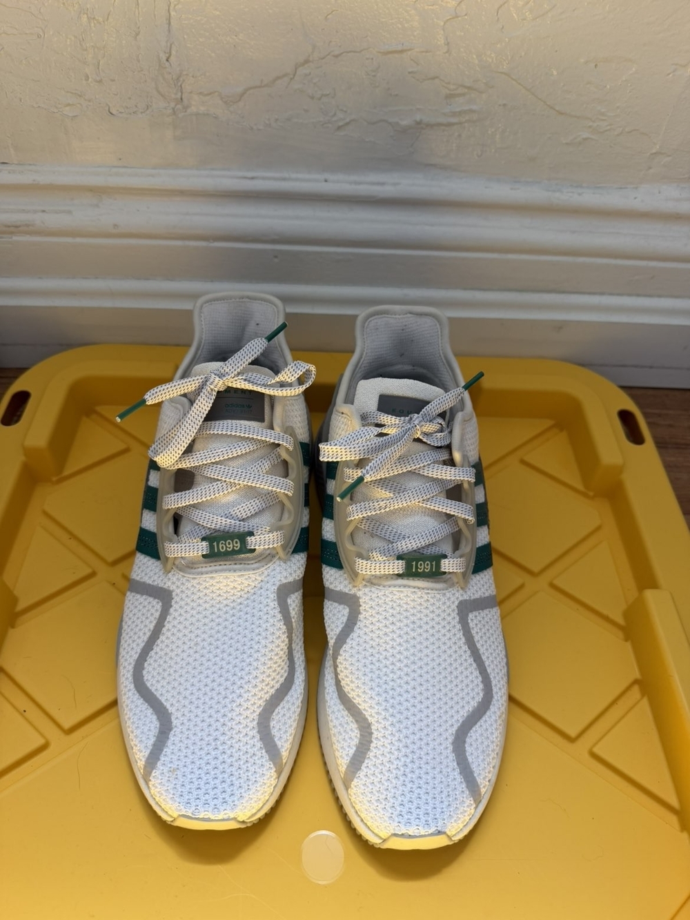 adidas Originals White and Green ADV Equiptment Sneakers